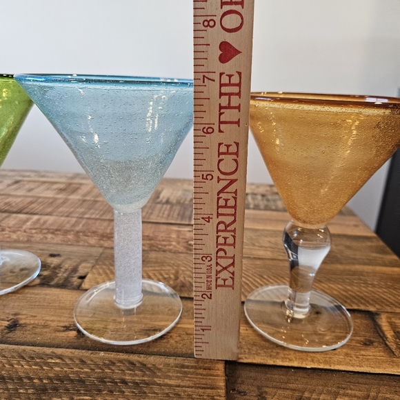 ❌️❌️SOLD❌️❌️Martini Margarita Glasses Set of 5 Amber Blue Green - Picture 8 of 11
